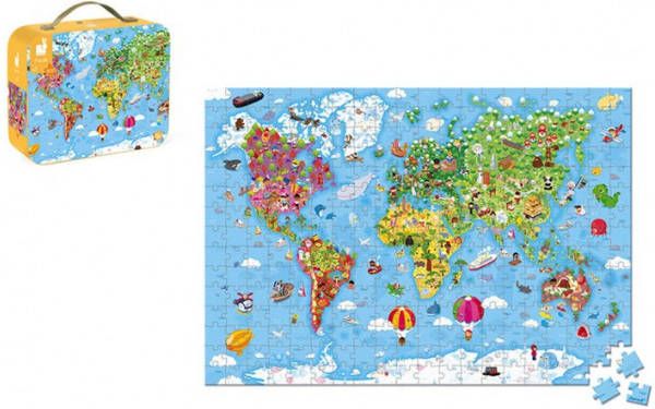 janod Speelgoed Puzzelkoffer wereld giant