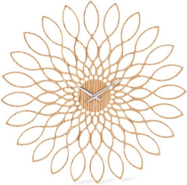 Karlsson Wandklokken Wall Clock Sunflower Wood Finish Bruin