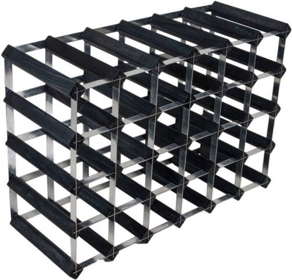 RTA Wineracks Wijnrek Verzinkt Zwarte As 30 Flessen Gemonteerd