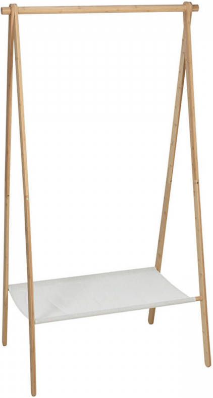 H&S Collection Kledingrek Met Plank Bamboe Lichtbruin/wit 86 X 57 X 155 Cm Kledingrekken