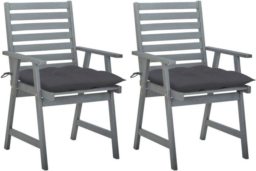 vidaXL Tuinstoelen 2 st met kussens massief acaciahout