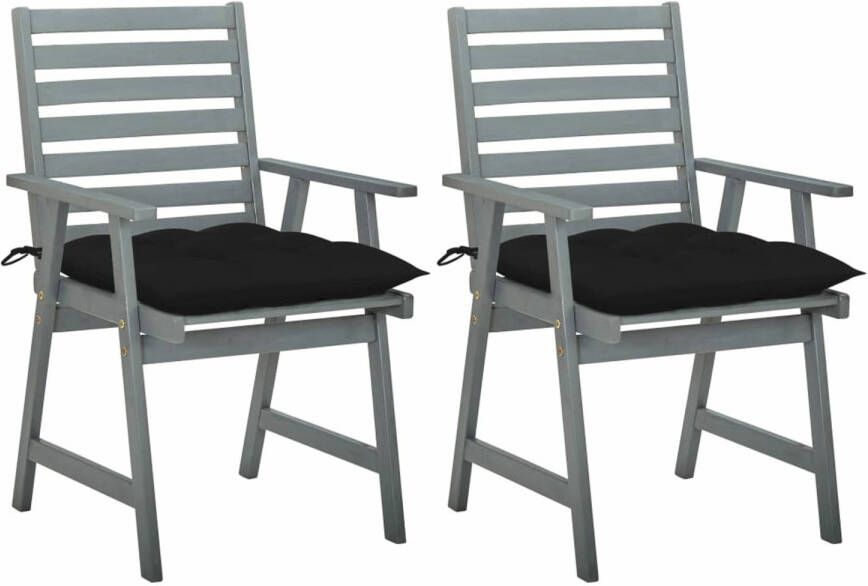 vidaXL Tuinstoelen 2 st met kussens massief acaciahout