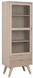 Hioshop Align Vitrinekast Hoogte 190 Cm, 1 Glazen Deur, 2 Laden, Eik.
