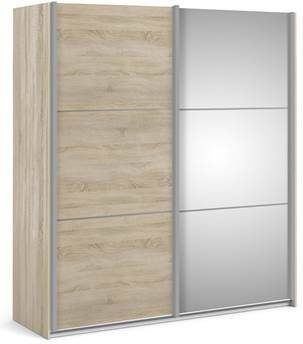 Hioshop Veto Schuifdeurkast 2 deuren breed 183 cm eiken decor.