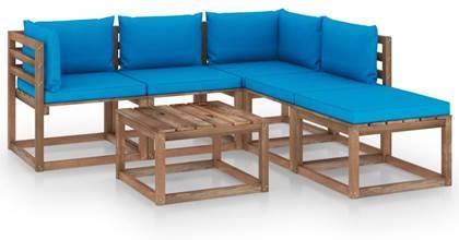 VIDAXL 6 delige Loungeset pallet met kussens geï, mpregneerd grenenhout