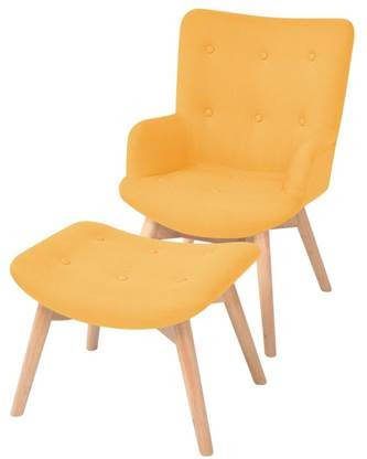 vidaXL Fauteuil met voetenbankje stof geel
