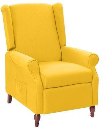 vidaXL Fauteuil verstelbaar stof geel