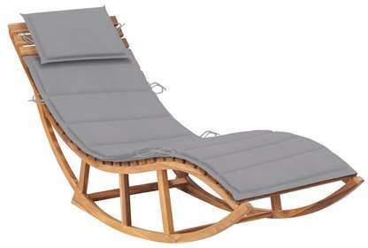 vidaXL Ligbed schommelend met kussen massief teakhout