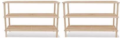 vidaXL Schoenenrekken met 3 schappen 2 st massief vurenhout