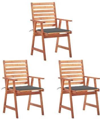 vidaXL Tuinstoelen 3 st met kussens massief acaciahout