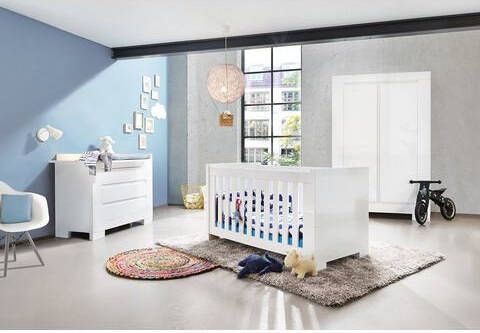Pinolino ® Complete babykamerset Sky breed, bestaand uit kinderbed, commode en 2 deurs kast(set, 3 stuks )