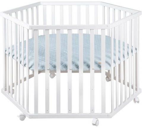 Roba ® Box Style wit, 6 hoekig met boxinleg lichtblauw/sky