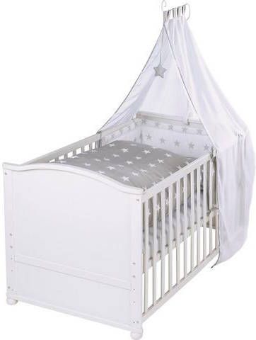 Roba ® Compleet bed Little Stars, 70x140 cm inclusief matras, kinderbedset en hemel, tot kinderbed om te bouwen(6 delig )