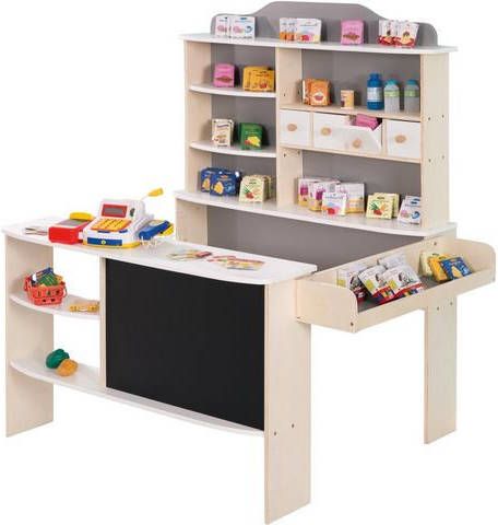 Roba ® Winkel Kraam wit/grijs inclusief winkelaccessoires