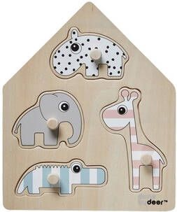 Done by Deer Baby Accessoires Peg Puzzle Deer Friends Blauw