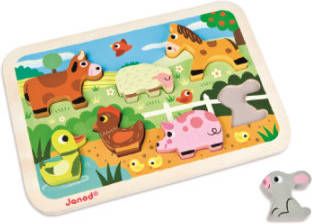 Janod ®, Chunky Houtfiguren Puzzel Boederij, 7 Onderdelen