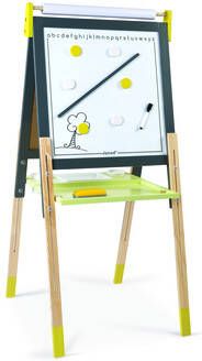 Janod Schoolbord Magneet en krijtbord, geel/grijs met accessoires