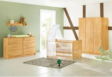 Pinolino ® Complete babykamerset Natura extra breed groot, met kinderbed, kast en commode, made in europe(set, 3 stuks )