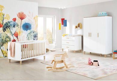 Pinolino ® Complete babykamerset Lumi breed groot, met kinderbed, 3 deurs kast en commode, made in europe(set, 3 stuks )