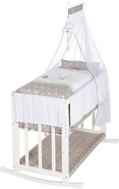 Roba ® Wieg 4 in 1, Indianenbeer, wit in een wieg, ouderlijk bed of bank om te bouwen