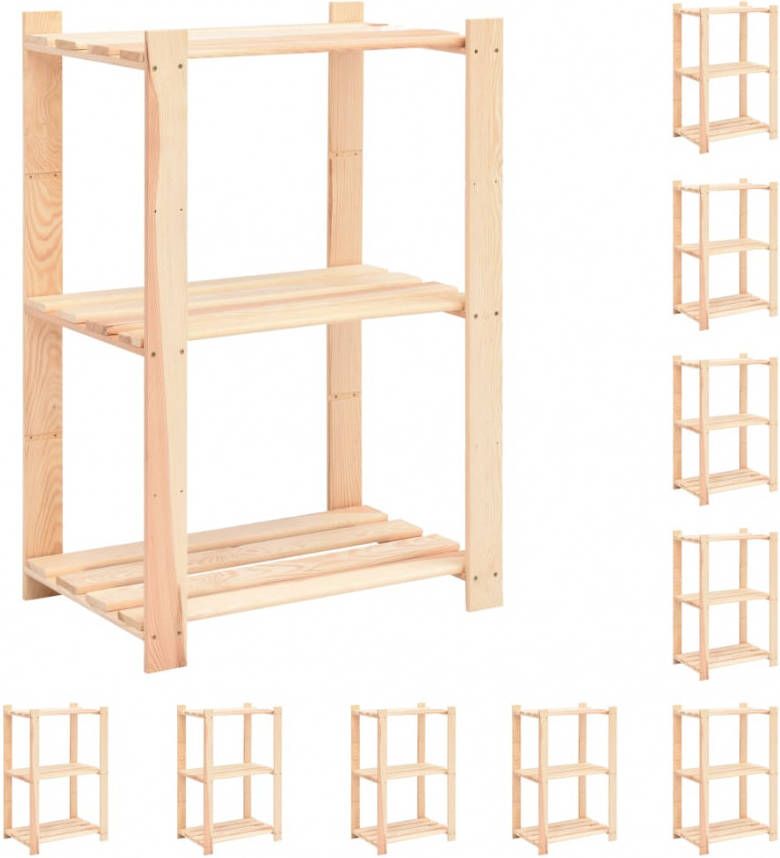 VIDAXL Opbergrekken 3 laags 10 st 60x38x90 cm grenenhout 150 kg