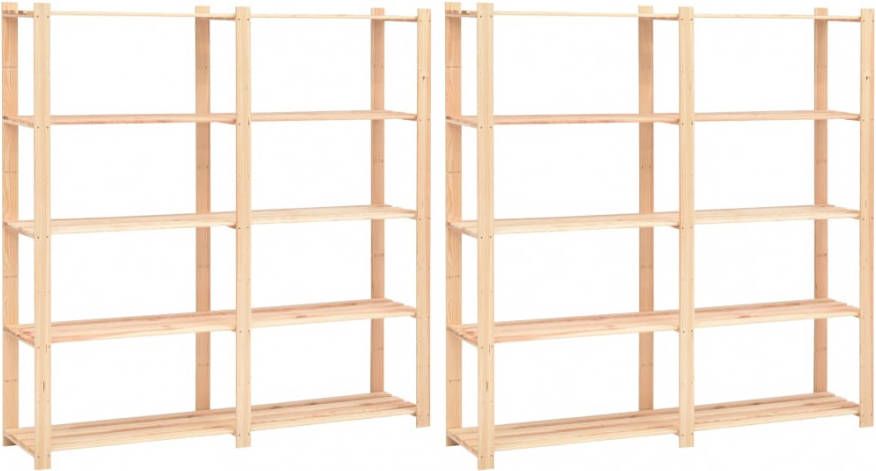 VIDAXL Opbergrekken 5 laags 2 st 170x38x170 cm grenenhout 500 kg
