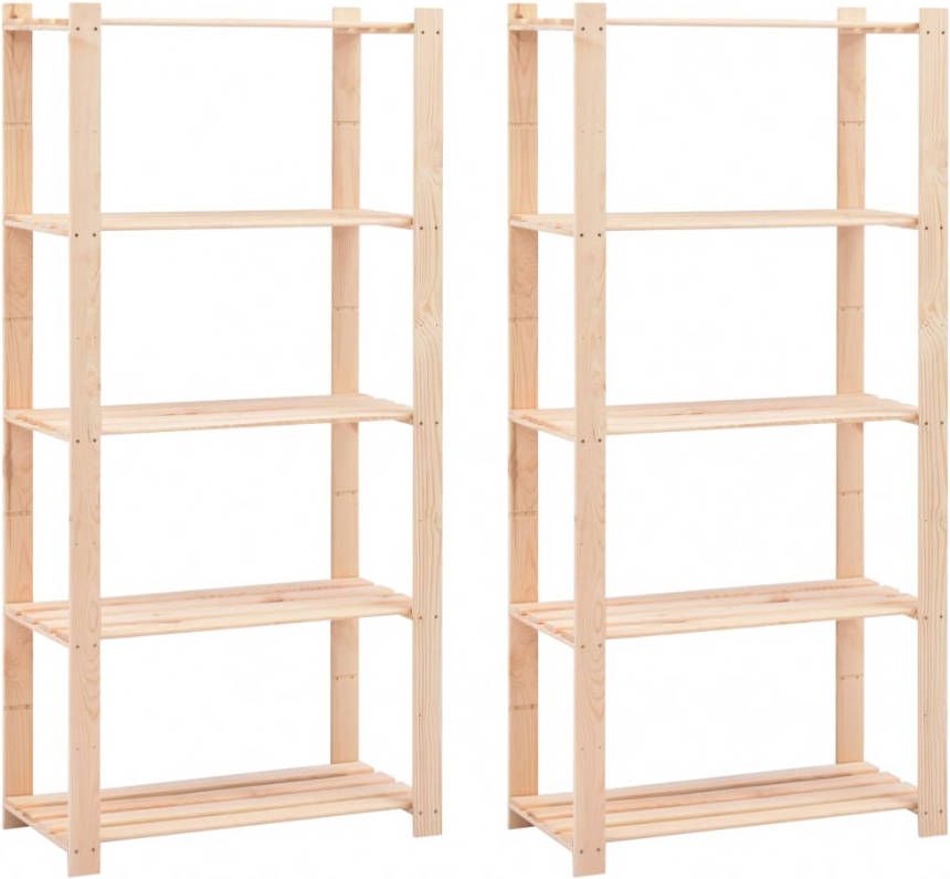 VIDAXL Opbergrekken 5 laags 2 st 80x38x170 cm grenenhout 250 kg