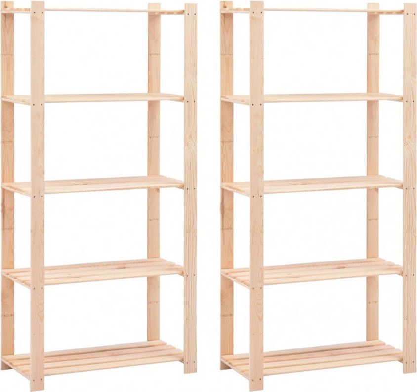 VIDAXL Opbergrekken 5 laags 2 st 80x38x170 cm grenenhout 250 kg