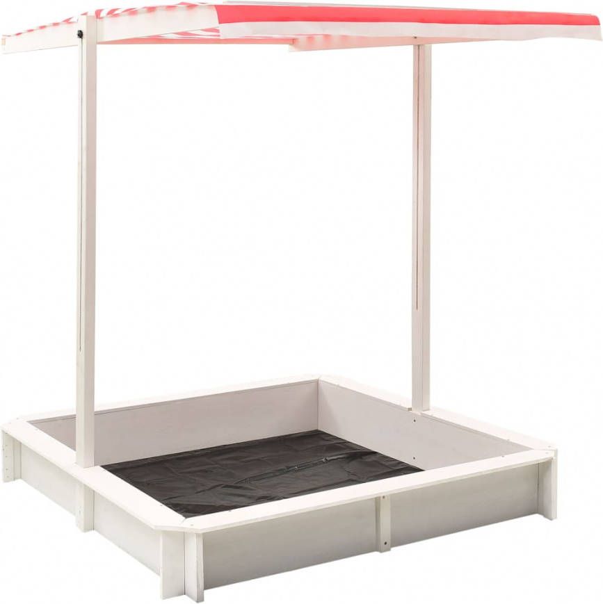 VIDAXL Zandbak met verstelbaar dak UV50 vurenhout wit en rood