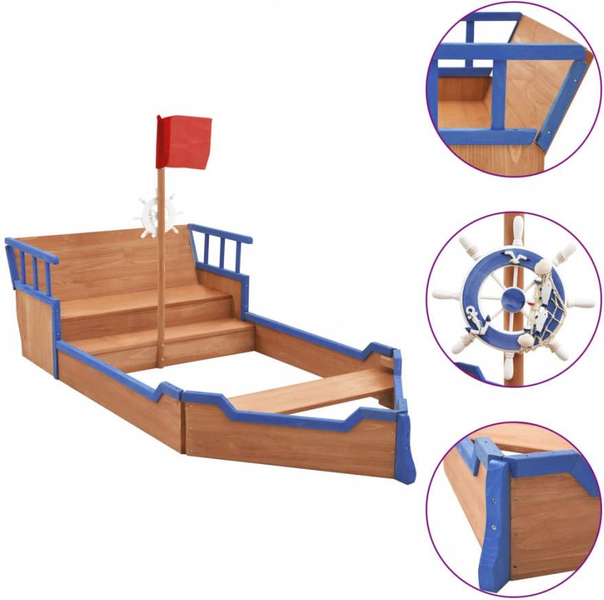 VIDAXL Zandbak piratenschip 190x94, 5x101 cm vurenhout