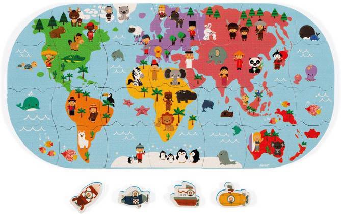Janod ®, Badspeelgoed wereldkaart puzzel 28 delig